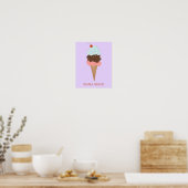Yummy Kleurrijke Ice Cream Cone Triple Scoop CUSTO Poster (Keuken)