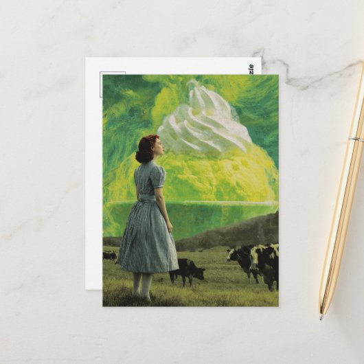 Yummy Limoen Desert in de zuivelweide Surreal Briefkaart (Voorkant / Achterkant in situ)