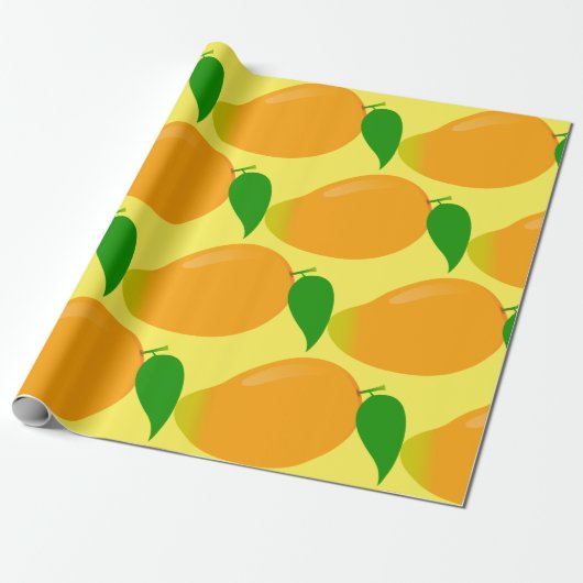 Yummy Mango Tropical Summer Fruit Cadeaupapier (Uitgerold)