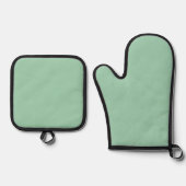 Yummy Mint Groene Effen Kleur Ovenwant & Pannenlap Set (Voorkant)