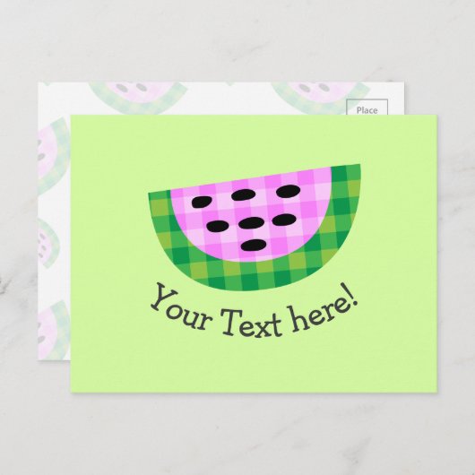 Yummy Neon Pset Watermelon Slice Pictogram Briefkaart (Voorkant / Achterkant)
