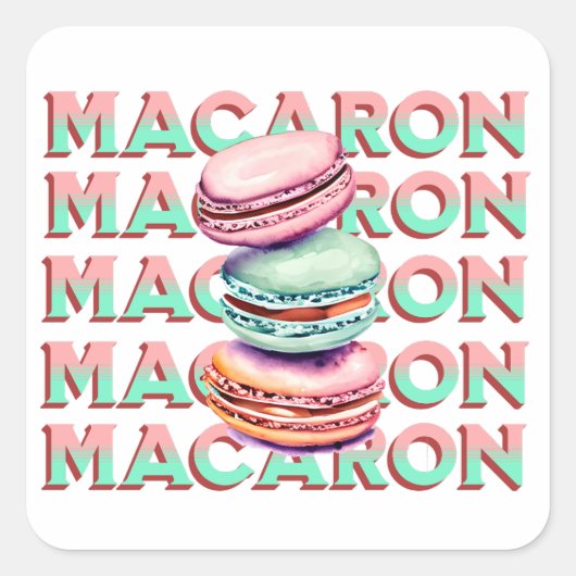 Yummy Pastel Macaron Cookies met Vibe Vierkante Sticker (Voorkant)