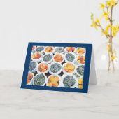 Yummy Perziken en Druiven in de Vertoning van de Kaart (Gele Bloem)