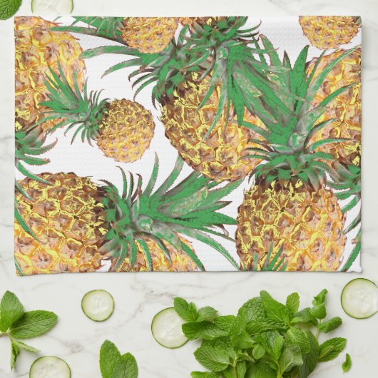 Yummy Pineapple Pattern Print Fruit Theedoek (Gevouwen)