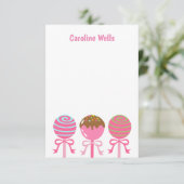 Yummy Pink Cake Poppen Aangepaste notitiekaarten (Staand voorkant)