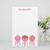 Yummy Pink Cake Poppen Gepersonaliseerde briefpapi Briefpapier (Staand voorkant)
