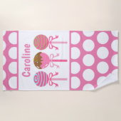 Yummy Pink Cake Poppen gepersonaliseerde strandlak Strandlaken (Voorkant)