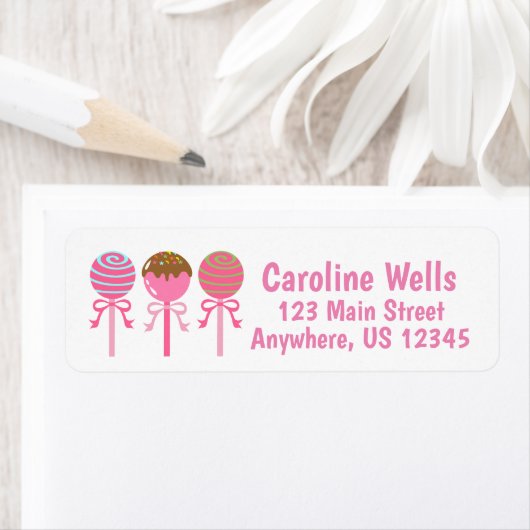 Yummy Pink Cake Poppen Return Address Labels (Insitu)