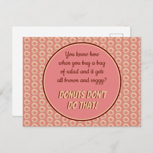 Yummy Pink Sprinkle Donut Pattern and Funny Quote Briefkaart (Voorkant / Achterkant)