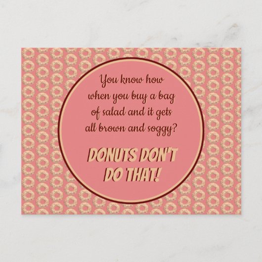 Yummy Pink Sprinkle Donut Pattern and Funny Quote Briefkaart (Voorkant)