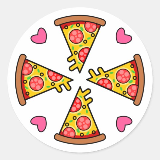 Yummy Pizza Slices Mandara Ronde Sticker (Voorkant)