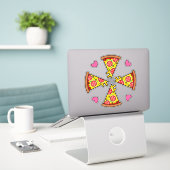 Yummy Pizza Slices Mandara Sticker (Laptop op bureau)