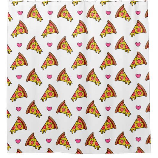 Yummy Pizza Slices Pattern Douchegordijn (Voorkant)