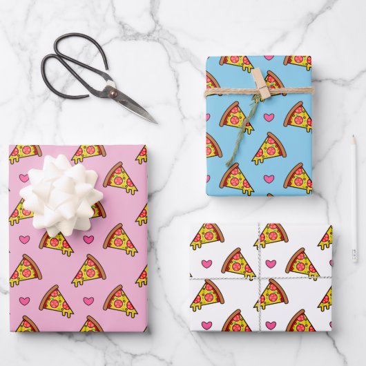 Yummy Pizza Slices Pattern Inpakpapier Vel (Voorkant)