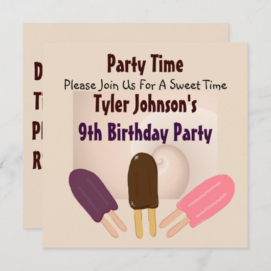 Yummy Popsicle Invitations Kaart (Voorkant / Achterkant)