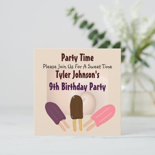Yummy Popsicle Invitations Kaart (Staand voorkant)
