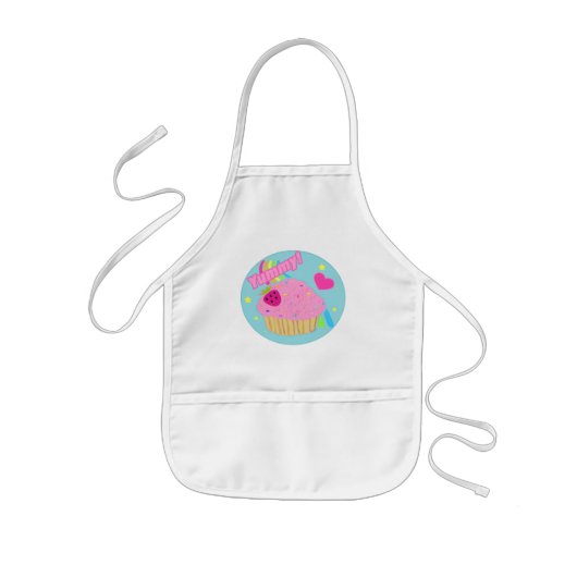 Yummy Rainbow Cupcake Apron Kinder Schort (Voorkant)