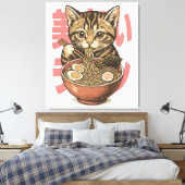 Yummy Ramen Kitten Canvas Afdruk (Insitu (Slaapkamer))