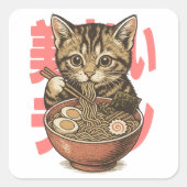 Yummy Ramen Kitten Sticker (Voorkant)