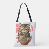 Yummy Ramen Kitten Tote Bag (Achterkant)