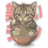 Yummy Ramen Kitten Vinyl Sticker (Voorkant)