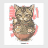 Yummy Ramen Kitten Vinyl Sticker (Vel)
