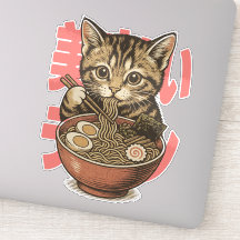 Yummy Ramen Kitten Vinyl Sticker
