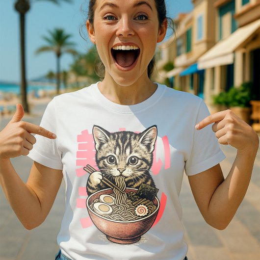 Yummy Ramen Kitten White T-shirt