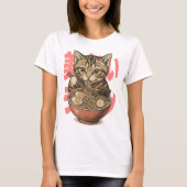 Yummy Ramen Kitten White T-shirt (Voorkant)