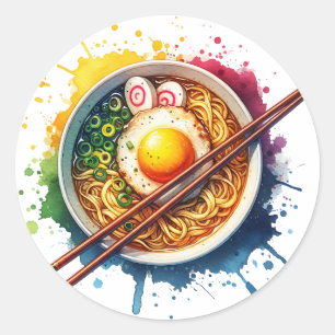 Yummy Ramen noedels en eetstokjes Ronde Sticker