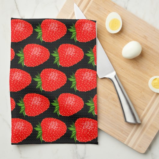 Yummy Red Strawberry World Funky Pattern Theedoek (Quarter Fold)