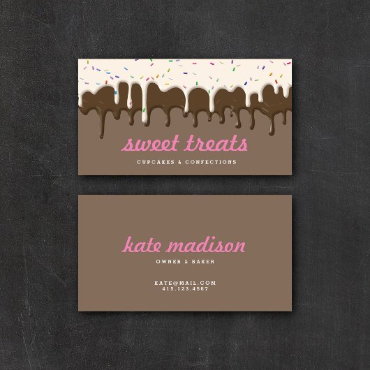 Yummy Roze Cupcake Icing Ice Cream Drips Business Visitekaartje
