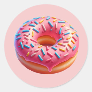 Yummy Roze Donut met Sprinkles Stickers