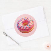 Yummy Roze Donut met Sprinkles Stickers (Envelop)