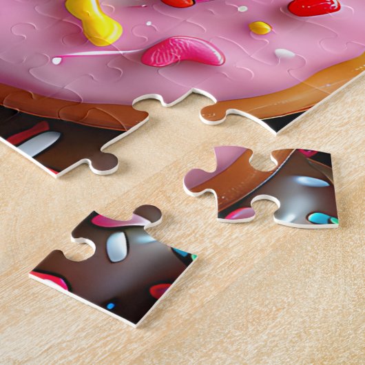 Yummy Roze en Chocolade Donuts met Sprinkles Legpuzzel (Zijkant)