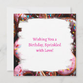 Yummy Roze en Chocolade Donuts Verjaardag (Achterkant)