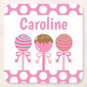 Yummy roze Poppen Papier Onderzetters