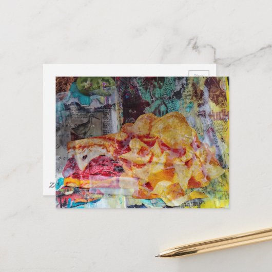 yummy sandwich and chips junk journal Collage Briefkaart (Voorkant / Achterkant in situ)