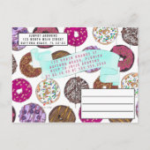 Yummy Schattige Roze Blauwgroen Donuts Waterverf V Uitnodiging Briefkaart (Achterkant)