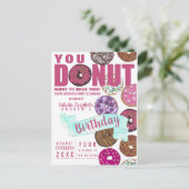 Yummy Schattige Roze Blauwgroen Donuts Waterverf V Uitnodiging Briefkaart (Staand voorkant)