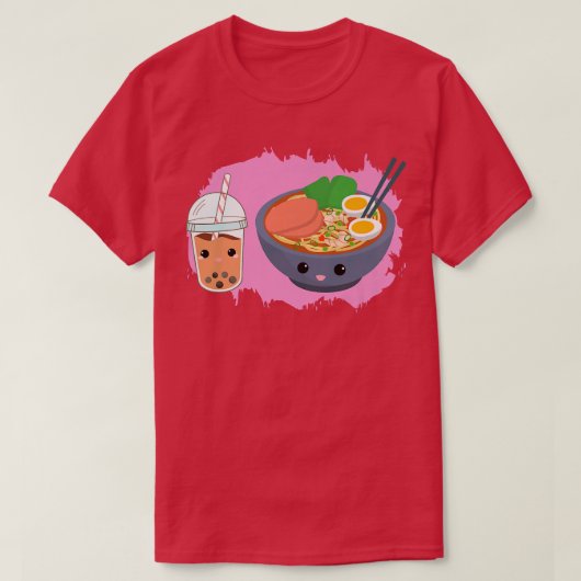 Yummy shirt Ramen noodles Bowl en Boba Bubble te (Design voorkant)