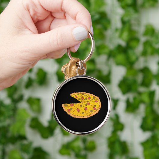 Yummy Sliced Pizza Cartoon Design Sleutelhanger (Hand)