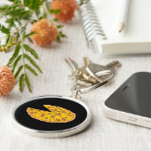 Yummy Sliced Pizza Cartoon Design Sleutelhanger (Zijkant)