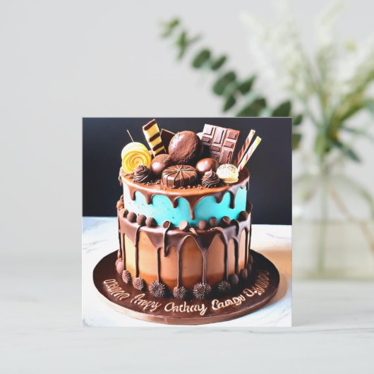Yummy Snoep Chocolate Cake Gepersonaliseerd (Staand voorkant)