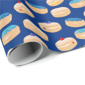 Yummy Sufganiyot Jelly Donuts Hanukkah Pattern Cadeaupapier (Rol Hoek)