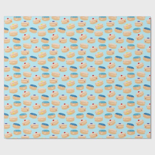 Yummy Sufganiyot Jelly Donuts Hanukkah Pattern Cadeaupapier (Vlak)