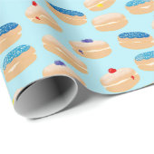 Yummy Sufganiyot Jelly Donuts Hanukkah Pattern Cadeaupapier (Rol Hoek)