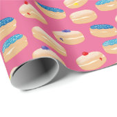 Yummy Sufganiyot Jelly Donuts Hanukkah Pattern Cadeaupapier (Rol Hoek)