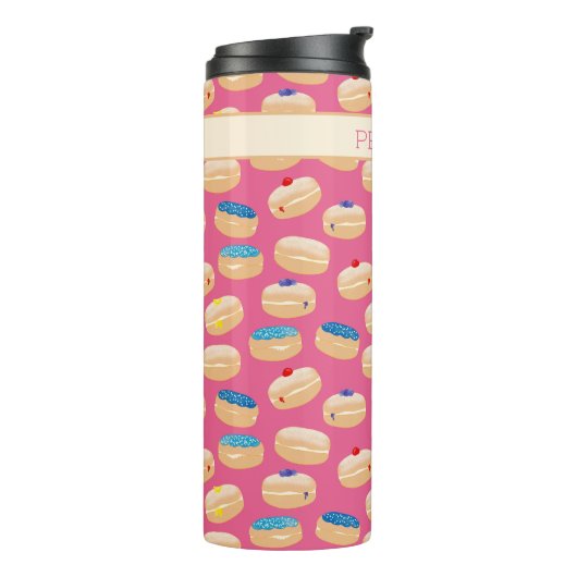 Yummy Sufganiyot Jelly Donuts Hanukkah Pattern Thermosbeker (Gedraaid links)
