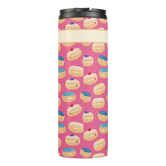 Yummy Sufganiyot Jelly Donuts Hanukkah Pattern Thermosbeker (Achterkant)